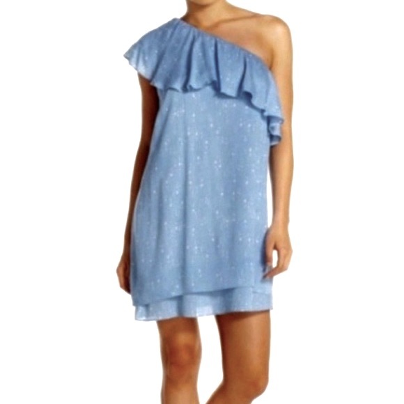 Charles Henry One Shoulder Diamond Dots light Blue Dress, Size M - Picture 15 of 16